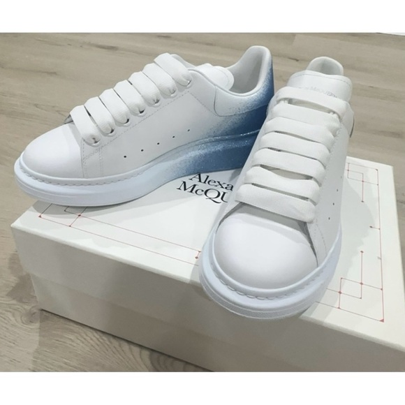 ALEXANDER McQueen Oversized Sneakers Ombre Blue Glitter Airbrush NEW size 38.5 - Picture 7 of 16